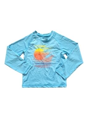 Big Chill Light Blue Kids Long-Sleeve Rash Guard with Sunset Graphic 6